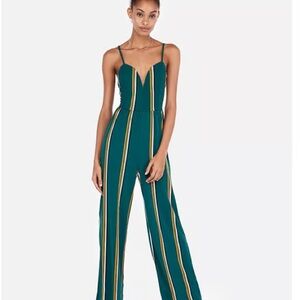 NEW Express Size S Small Green Striped Jumpsuit Fall Women’s